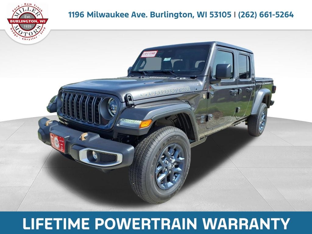 2026 Jeep Gladiator GLADIATOR 85TH ANNIVERSARY EDITION 4X4 in Granite Crystal Metallic Clear-Coat Exterior Paint — front three-quarter view