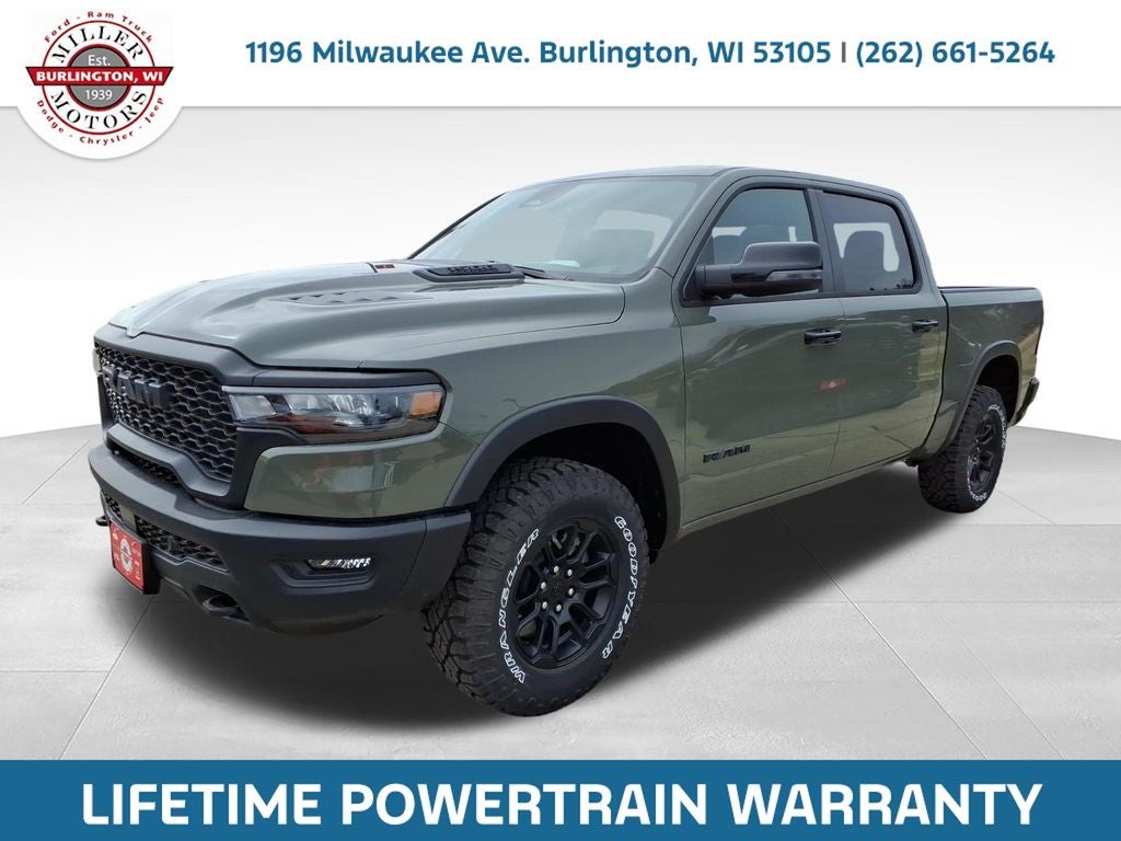 2026 RAM Ram 1500 RAM 1500 REBEL CREW CAB 4X4 5'7' BOX in Canyon Lake Exterior Paint — front three-quarter view