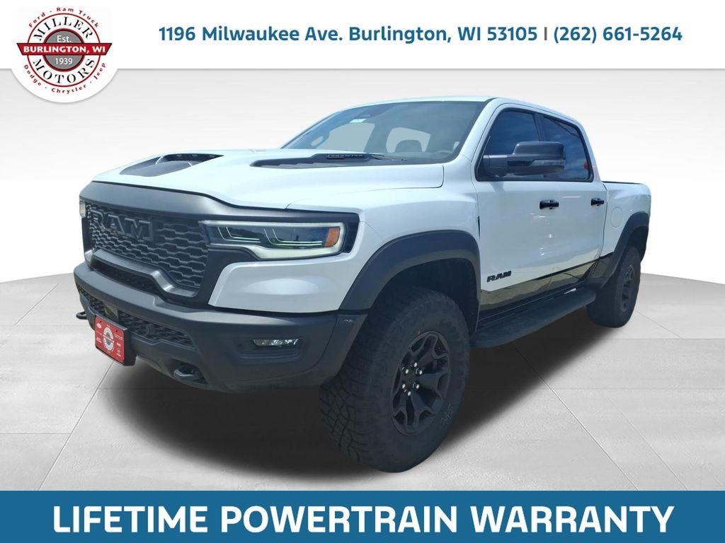 2026 RAM Ram 1500 RAM 1500 RHO CREW CAB 4X4 5'7' BOX in Bright White Clear-Coat Exterior Paint — front three-quarter view
