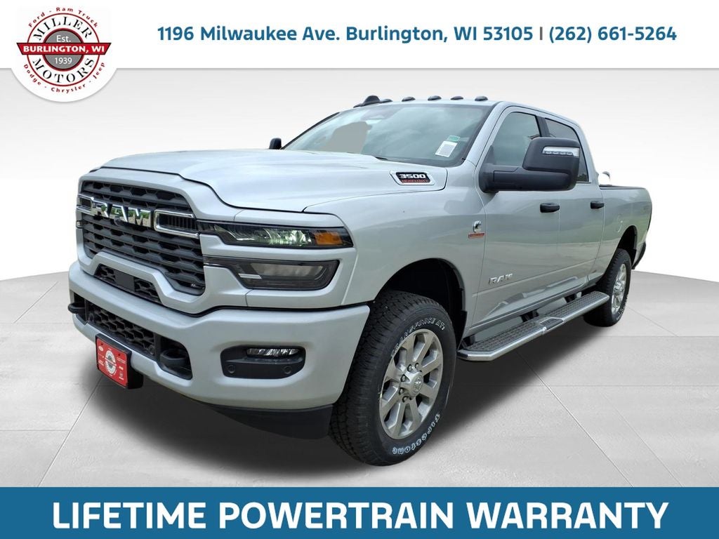 2026 RAM Ram 3500 RAM 3500 BIG HORN CREW CAB 4X4 6'4' BOX in Silver-Zynith Exterior Paint — front three-quarter view