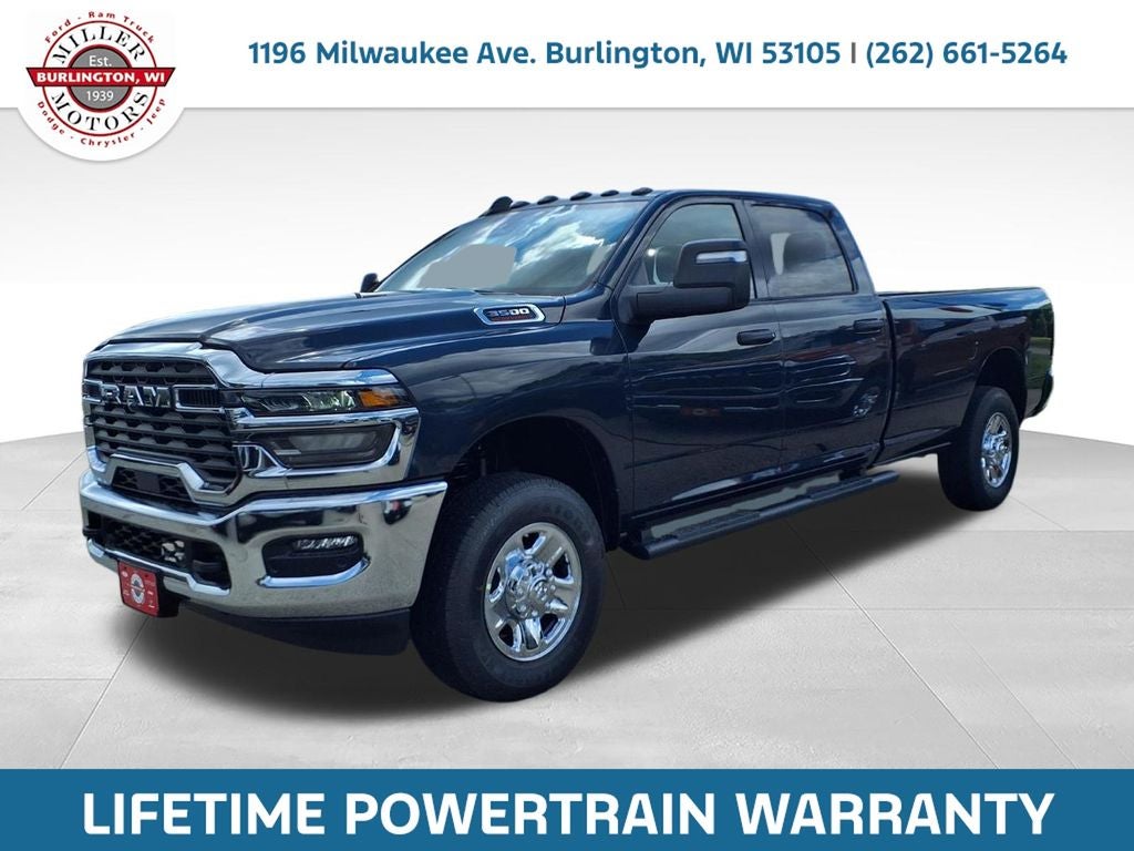 2026 RAM Ram 3500 RAM 3500 TRADESMAN CREW CAB 4X4 8' BOX in Forged Blue Metallic Exterior Paint — front three-quarter view