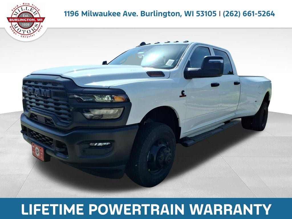 2026 RAM Ram 3500 RAM 3500 TRADESMAN CREW CAB 4X4 8' BOX in Bright White Clear-Coat Exterior Paint — front three-quarter view