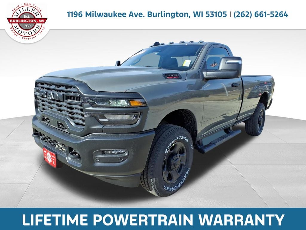 2026 RAM Ram 2500 RAM 2500 TRADESMAN REGULAR CAB 4X4 8' BOX in Ceramic Gray Clear-Coat Exterior Paint — front three-quarter view