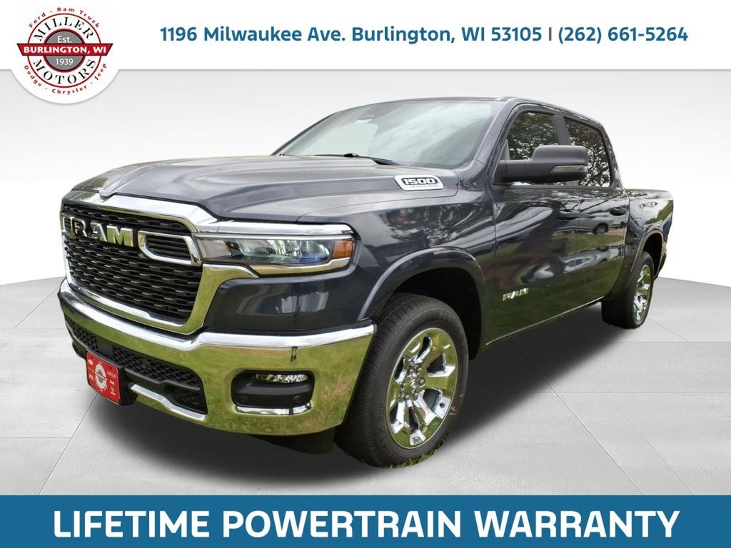 2026 RAM Ram 1500 RAM 1500 BIG HORN CREW CAB 4X4 5'7' BOX in Forged Blue Metallic Exterior Paint — front three-quarter view