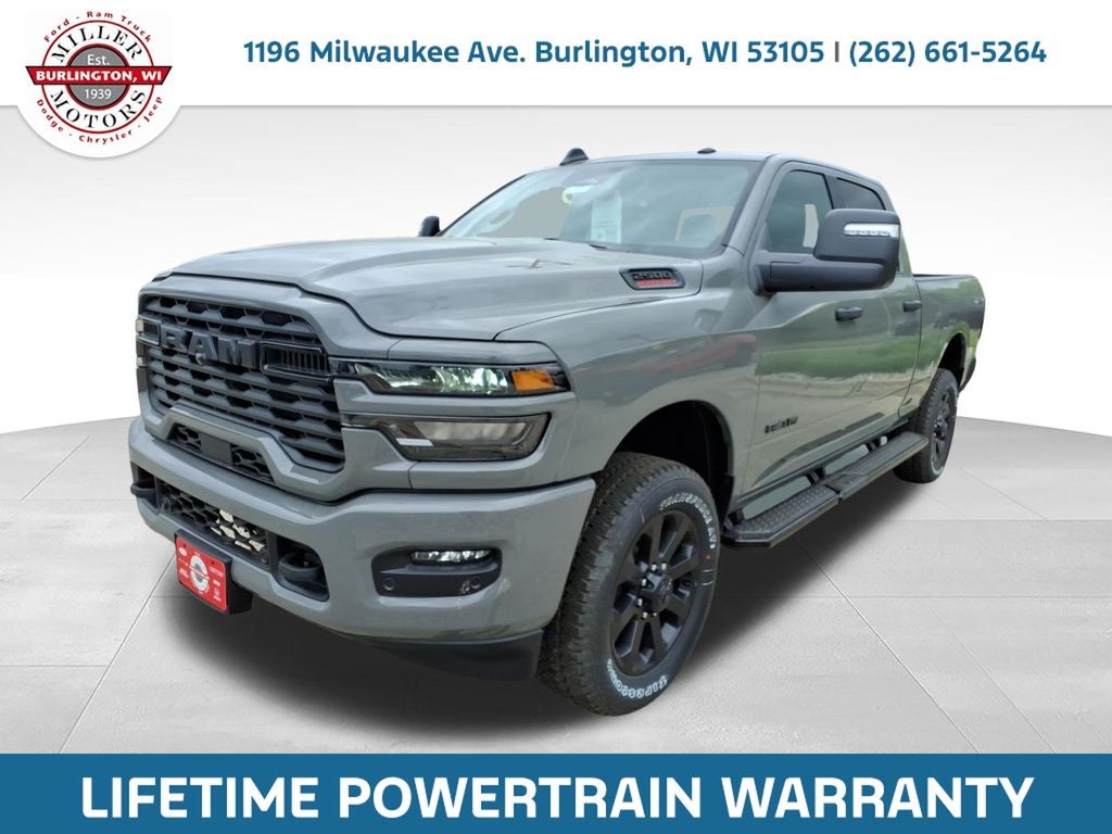 2026 RAM Ram 2500 RAM 2500 BIG HORN CREW CAB 4X4 6'4' BOX in Ceramic Gray Clear-Coat Exterior Paint — front three-quarter view
