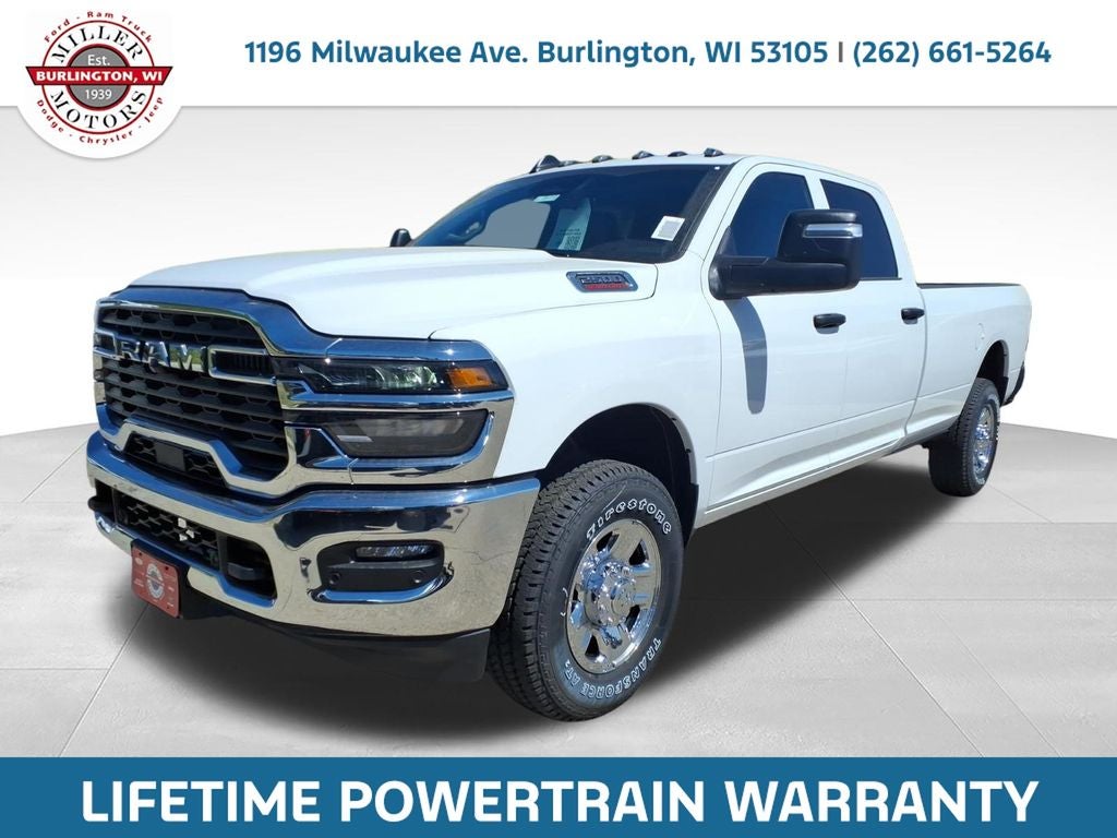 2026 RAM Ram 2500 RAM 2500 TRADESMAN CREW CAB 4X4 8' BOX in Bright White Clear-Coat Exterior Paint — front three-quarter view