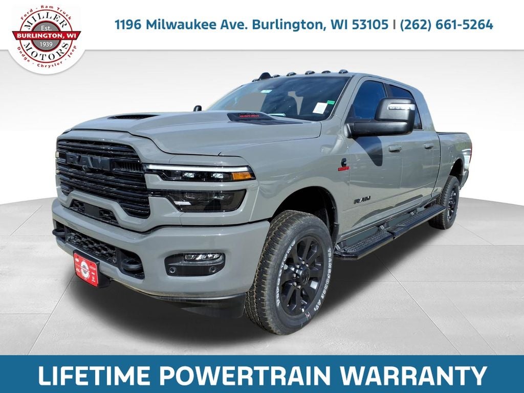 2026 RAM Ram 2500 RAM 2500 LARAMIE MEGA CAB 4X4 6'4' BOX in Ceramic Gray Clear-Coat Exterior Paint — front three-quarter view