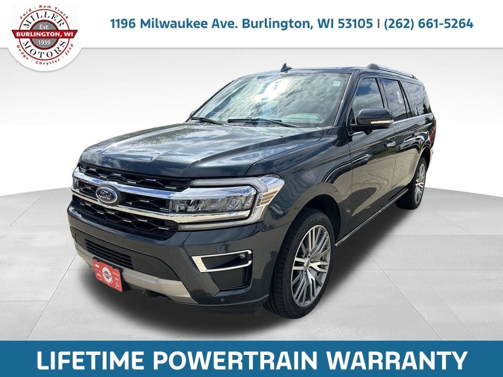 2023 Ford Expedition Max Limited in Blue Metallic — front three-quarter view