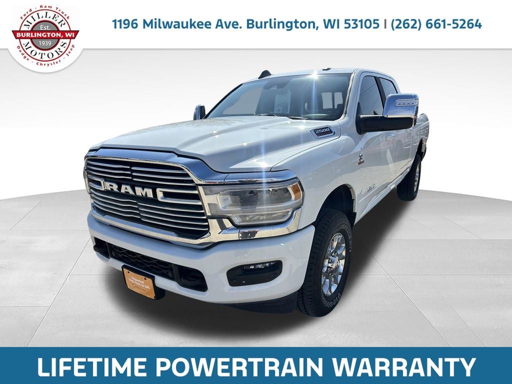 2024 RAM 2500 Laramie in Bright White Clearcoat — front three-quarter view